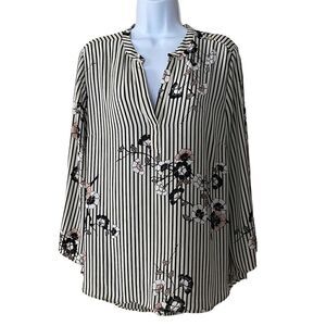 Black Rainn Women’s Stripe and Floral Blouse